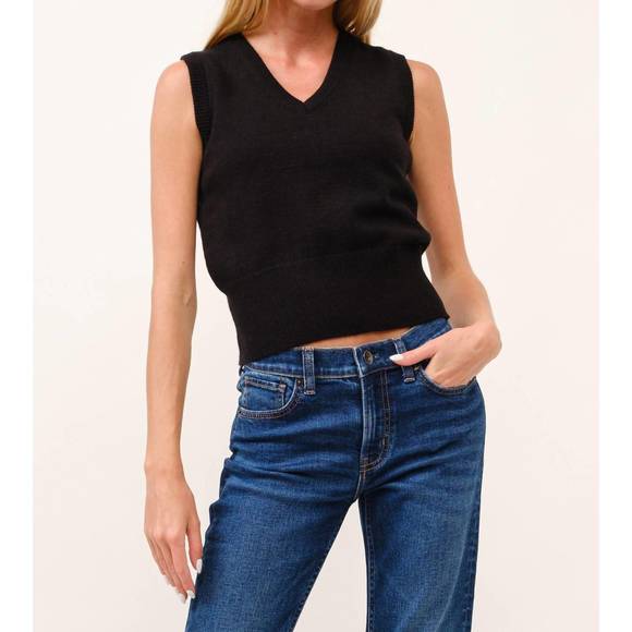 NEW CIELO banded sleeveless v-neck top in black - Picture 1 of 1